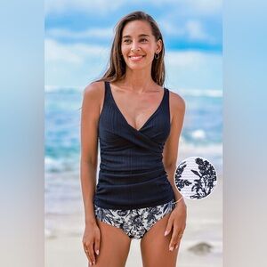 Cupshe tankini set - navy/white - M - NWT
